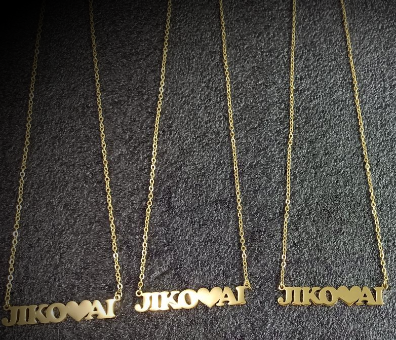 Jiko Ai name plate necklace